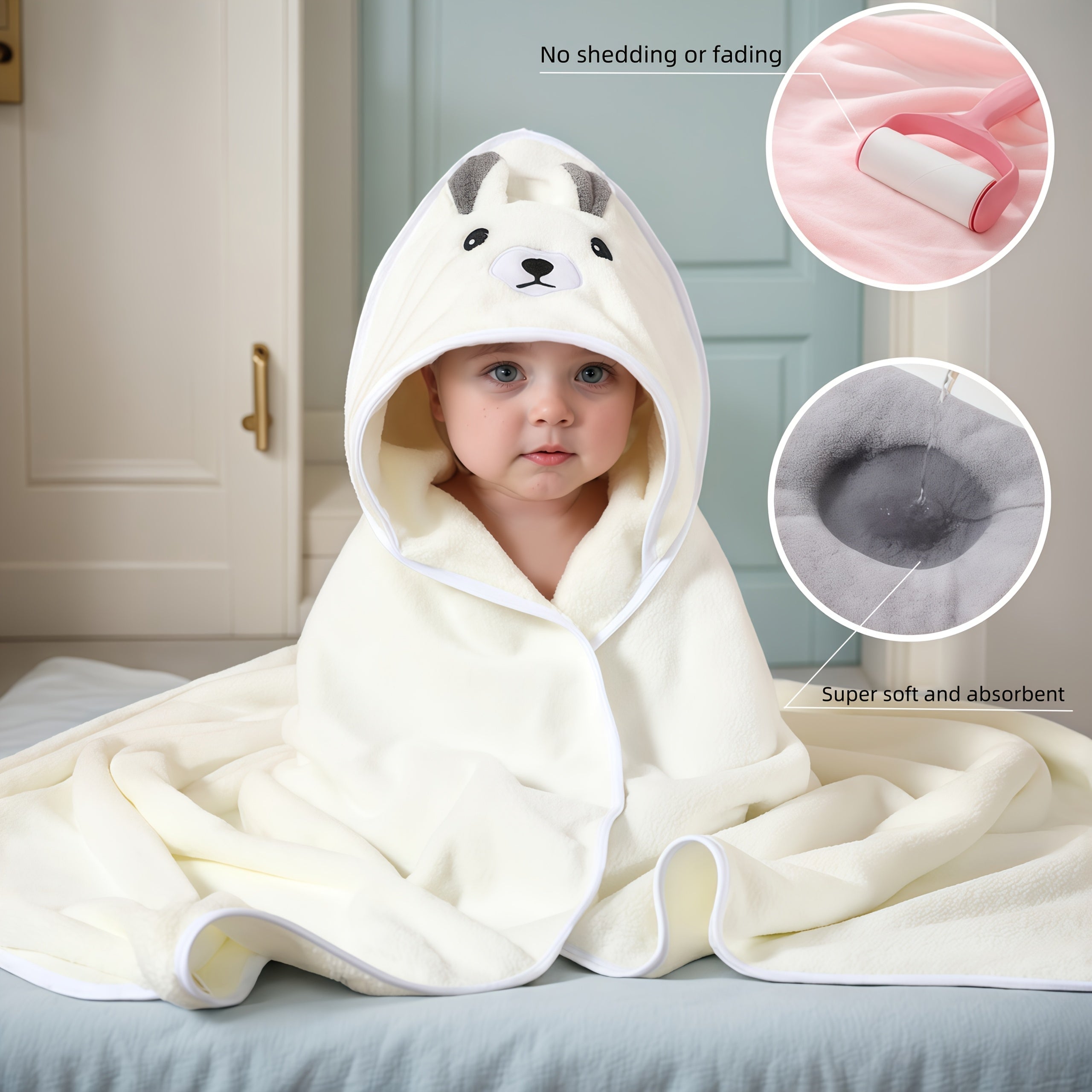 1 Piece Children's Bath Towel Cartoon Coral Fleece Hooded – Soft Baby Blanket